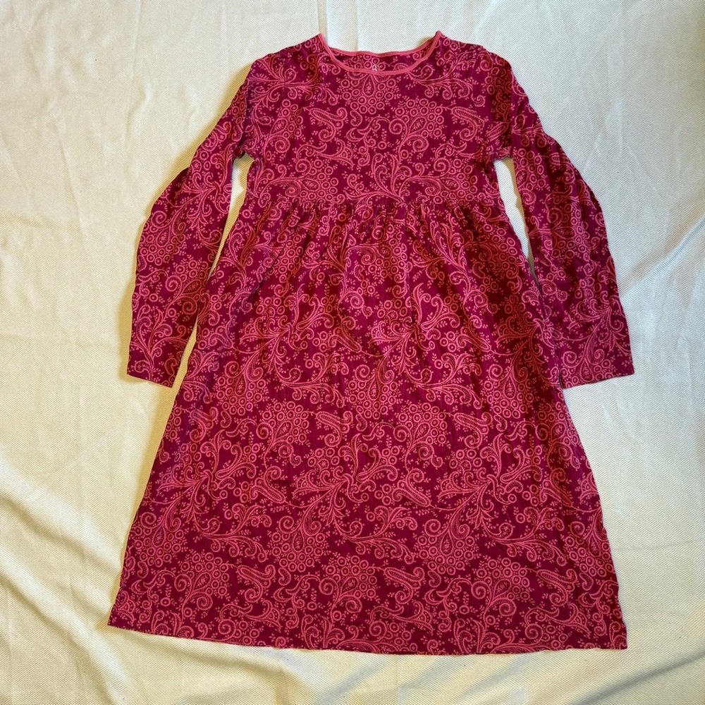 Lands’ End Girls Long Sleeve Paisley Dress – Size 14